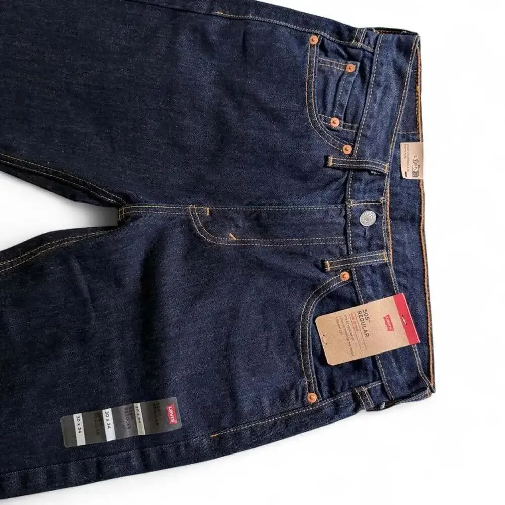 Levi's 505 Regular Straight Leg Jeans Navy Blue Men's W30 L34 NWT